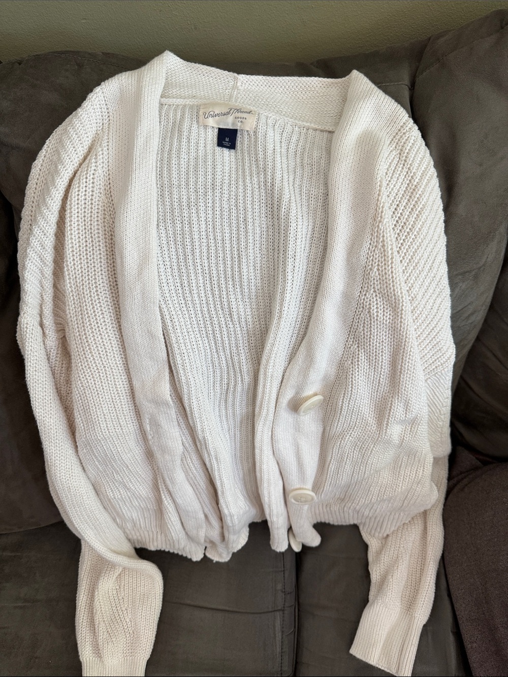 Universal Threads Ivory Button-Front Knit Cardigan